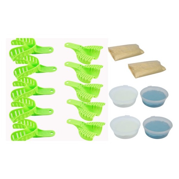 Kit complet de prise d'empreinte et modèle en plâtre.